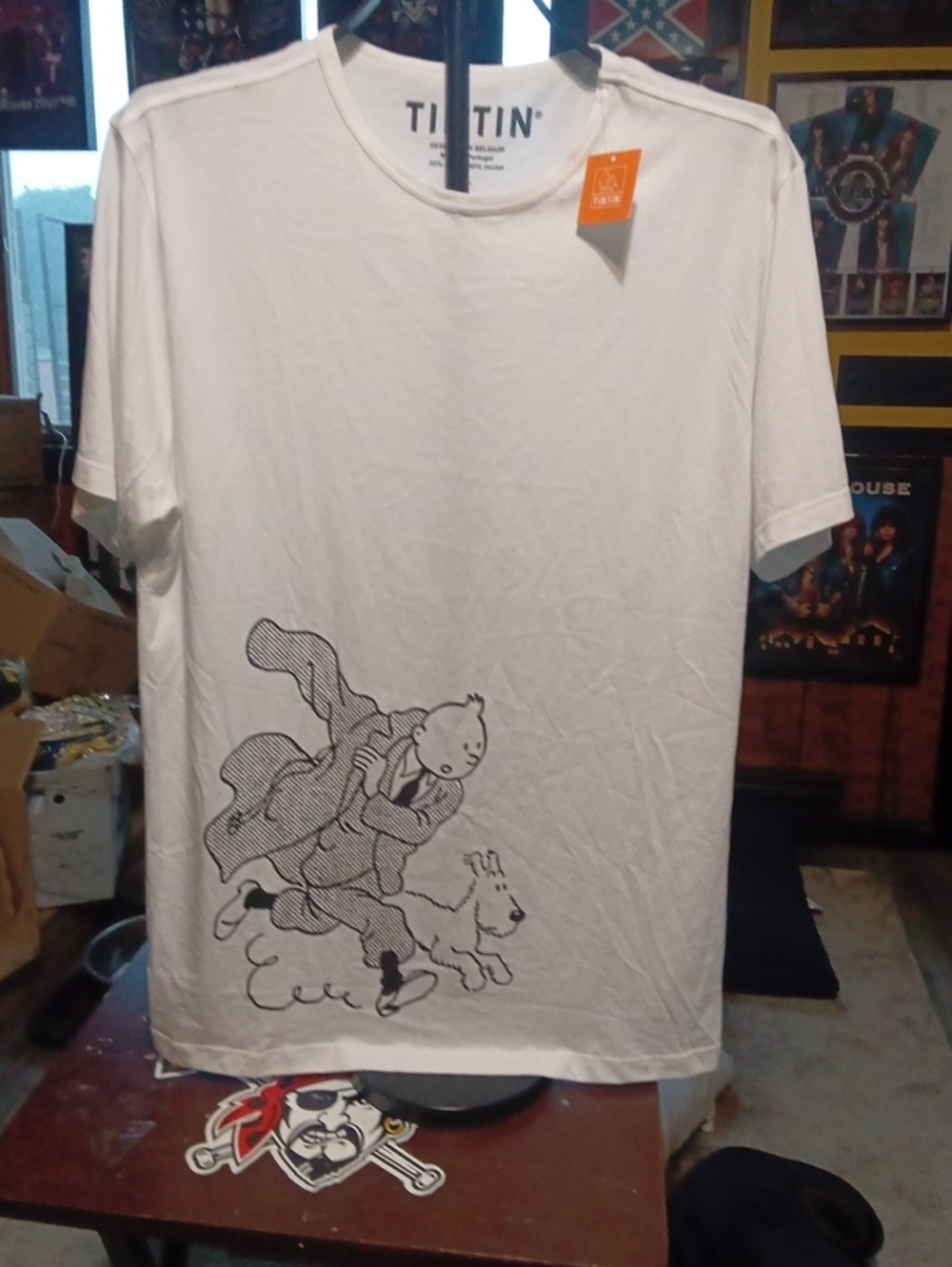 Tintin White Short-Sleeve Graphic Crewneck Tee